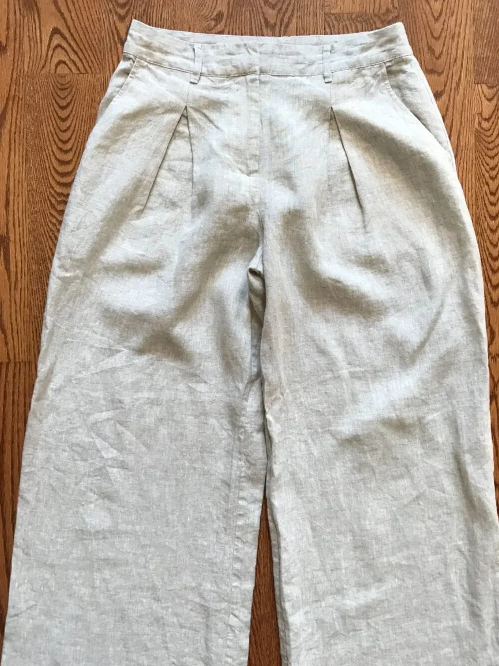 Reformation Asher Linen Wide Leg Pants Womens 6 Beige Khaki Pleated High Rise